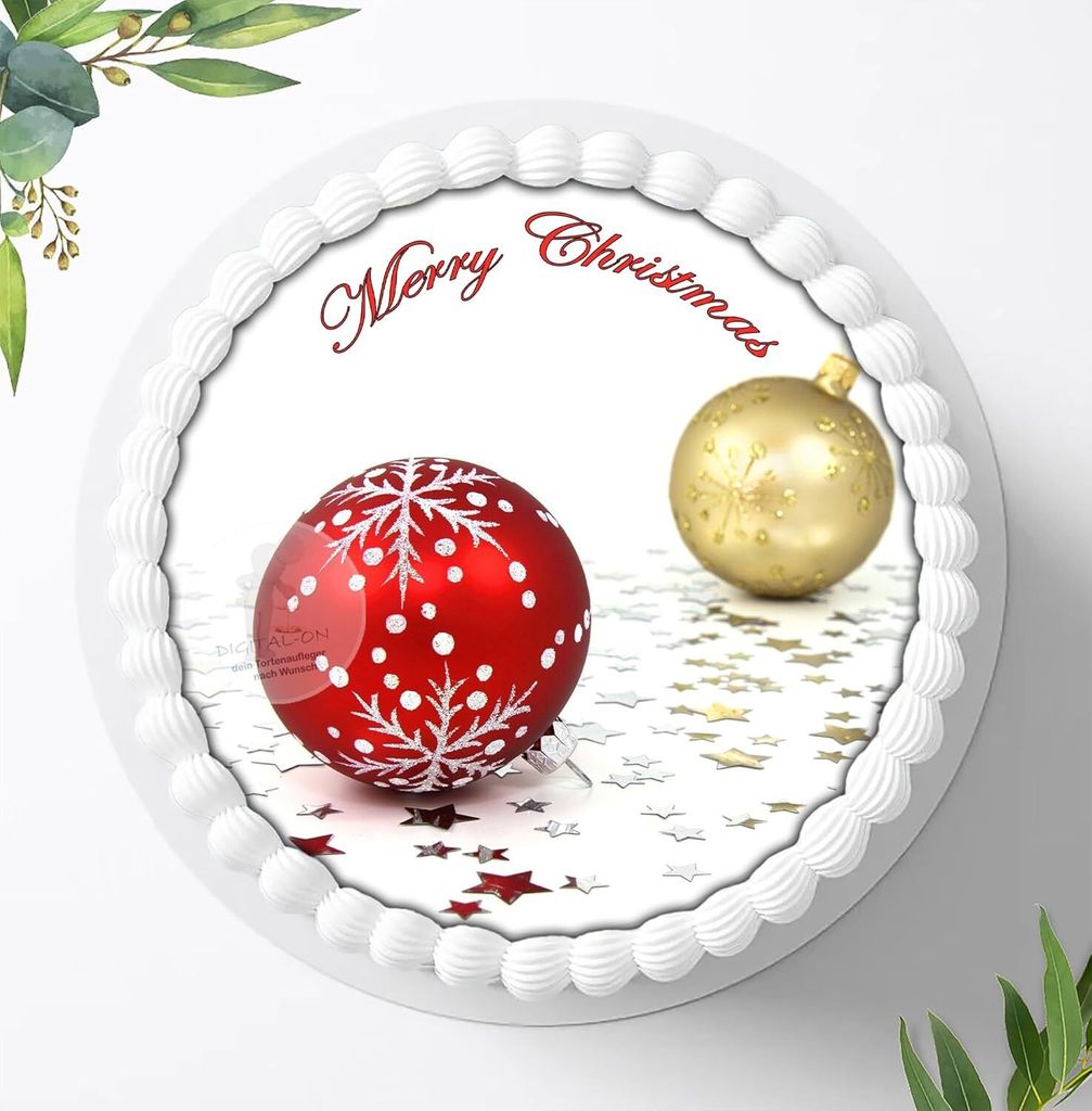 Für die Geburtstags Torte ein Tortenaufleger, Zuckerbild mit dem Motiv: Weihnachten, Essbares Foto für Torten, Fondant, Ø 20cm, 0001w