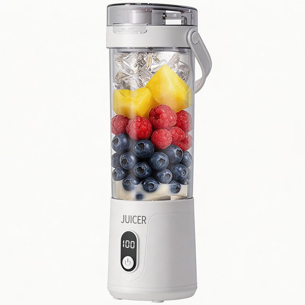 USB Smoothie Mixer tragbar, 12 Edelstahl Klingen, 12000 RPM, 600ml, wiederaufladbar, BPA-frei, für Obst, Eis & Proteinshake