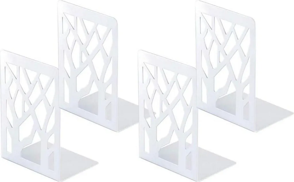 Reggilibri Metallo Bianco Moderni per CD/DVD | 4 Pezzi Antiscivolo