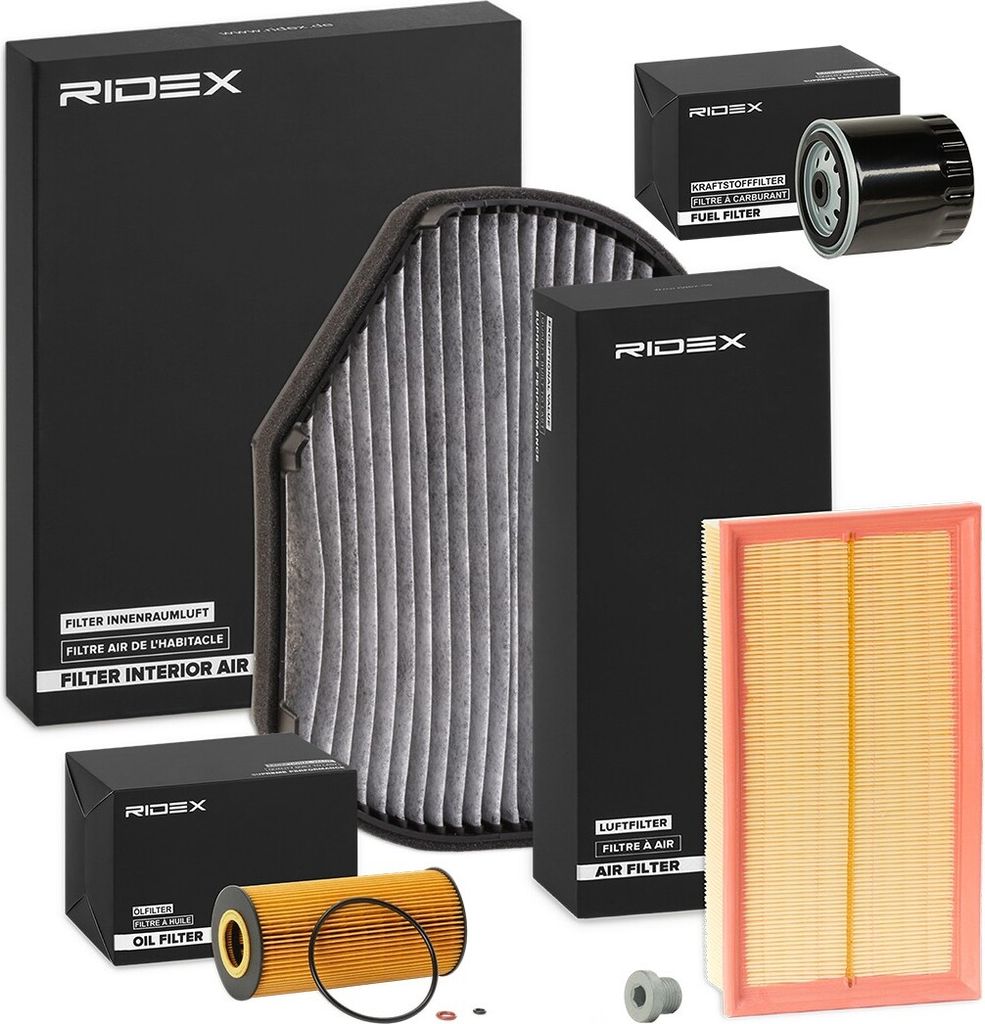 RIDEX Filterset Inspektionspaket Filtersatz passend für MERCEDES-BENZ E-Klasse Limousine (W210) E-Klasse T-modell (S210)