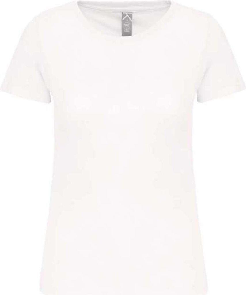 Kariban Damen T-Shirt Baumwolle Kurzarm Basic Shirt Rundhals, Größe:M, Farbe:Weiß