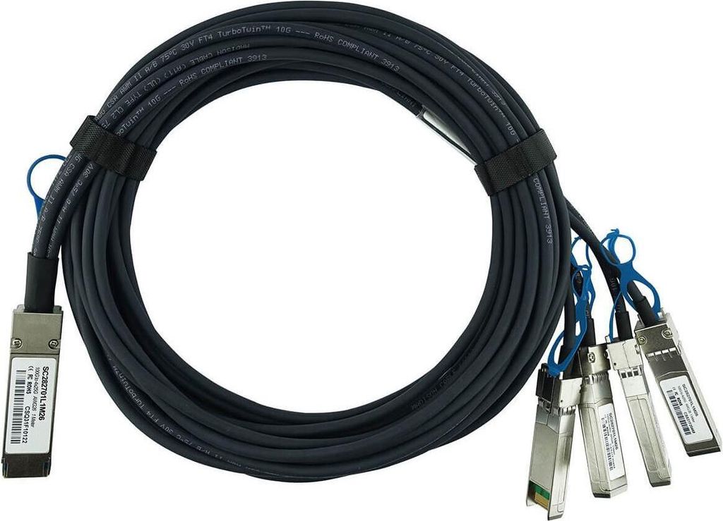 Kompatibles Dell EMC DAC-QSFP-4SFP-10G-3M BlueLAN passives 100GBASE-CR4 QSFP28 auf 4x25GBASE-CR SFP28 Direct Attach Br