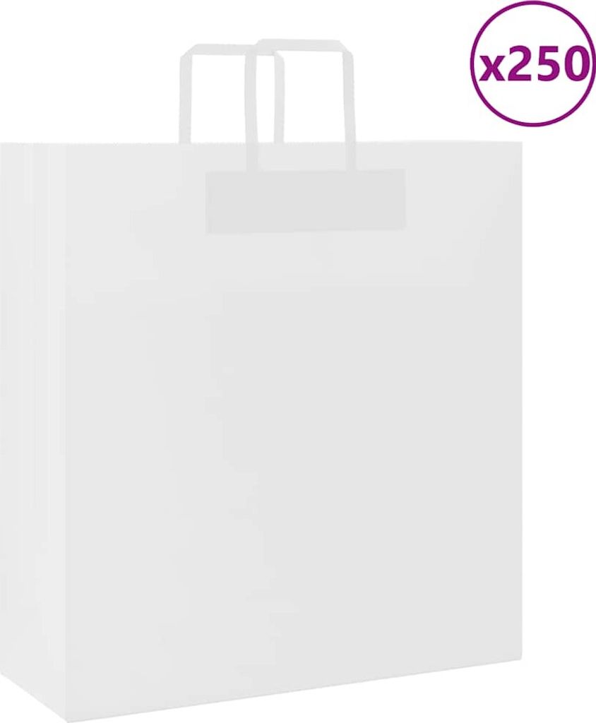 "2026 Promotion" Papiertragetaschen 250 Stk. - Hohe Qualität - mit Henkeln Weiß 45x17x48 cm - Papiertüten CC25393
