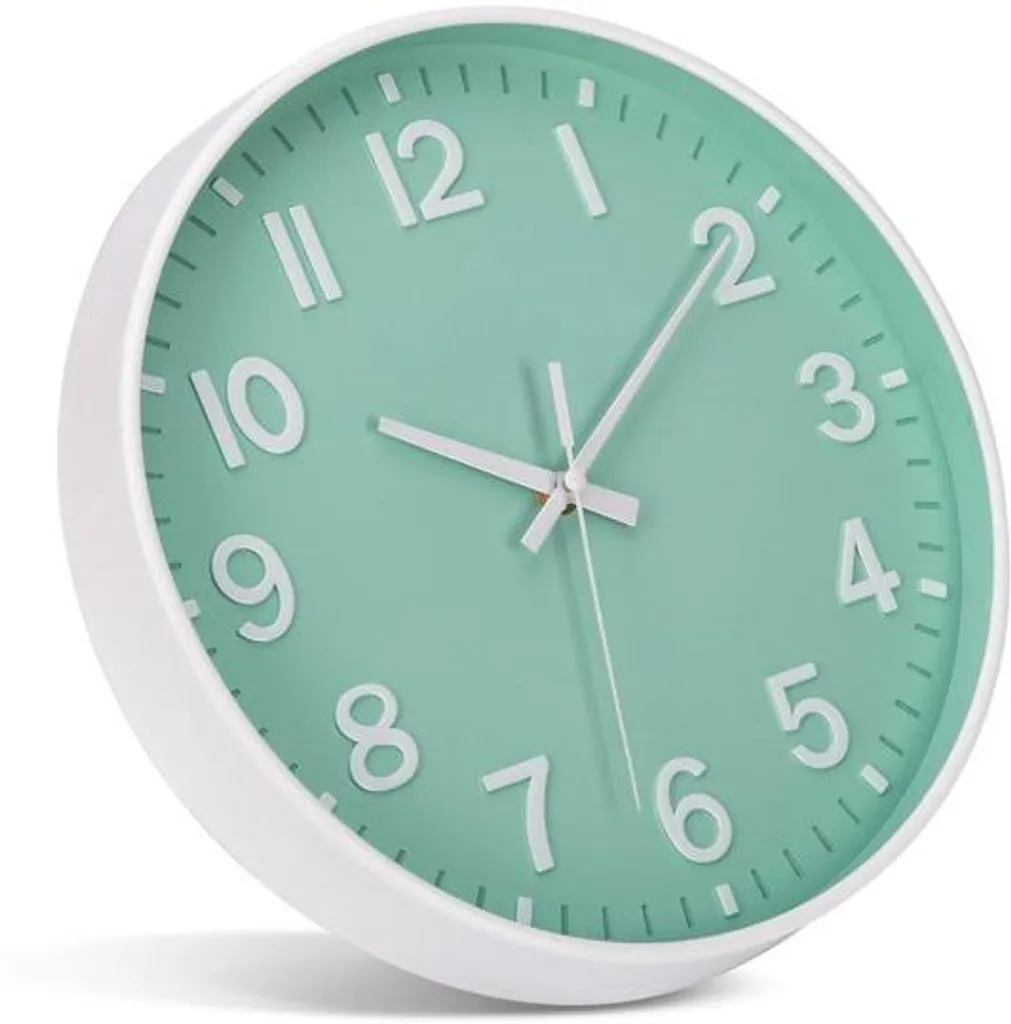 Horloge murale moderne à quartz 30 cm verte et blanche à piles série Z01