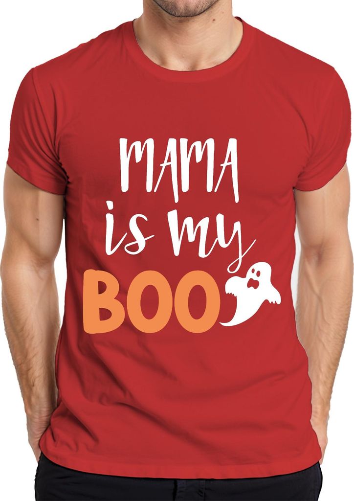 MAMA is my BOO Halloween Mama Geschenk Gespenst Lustig Familie Herren T-Shirt, Rot, S