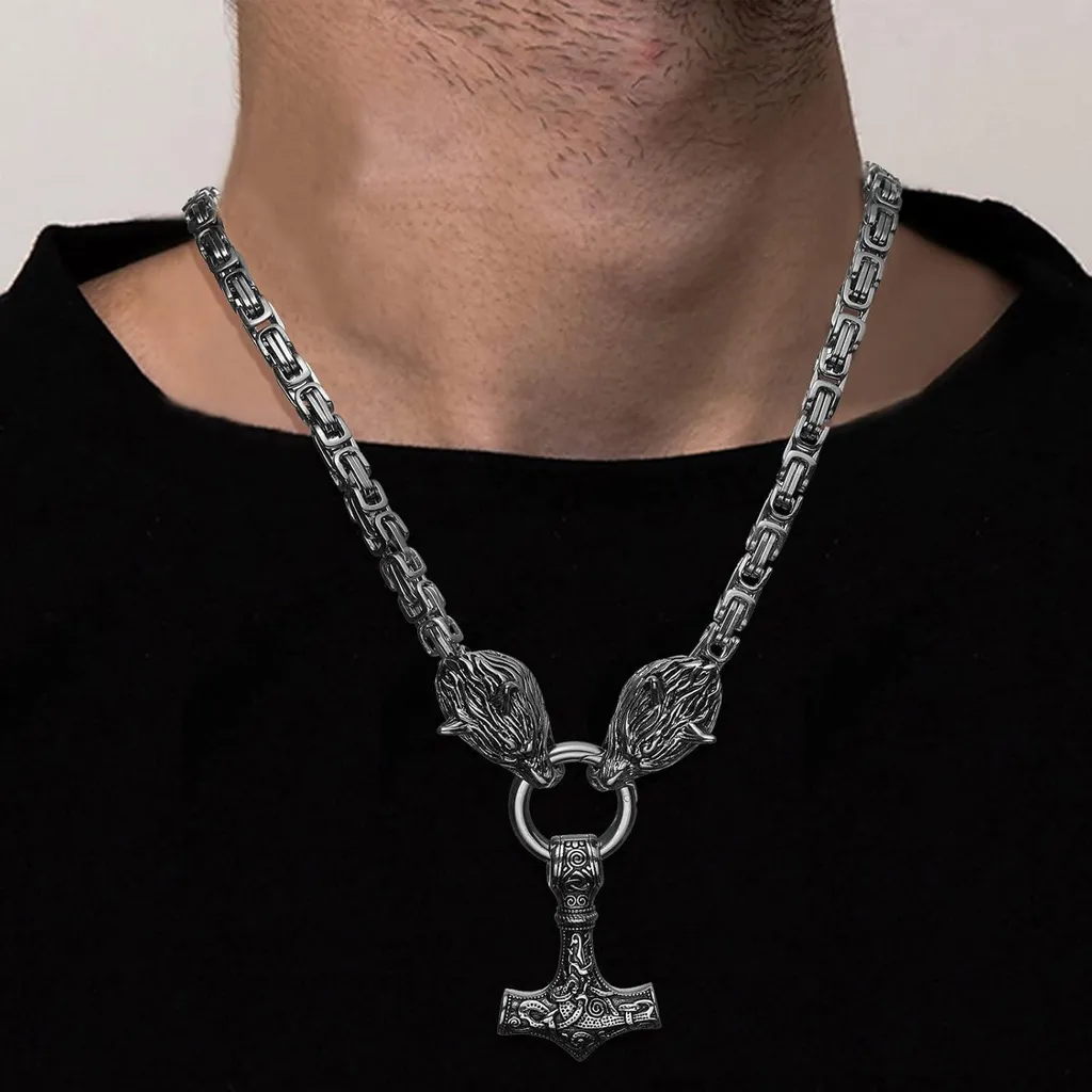 Mjolnir AFSTALR Collana Martello di Thor Acciaio Inox - Regalo Uomo - 2