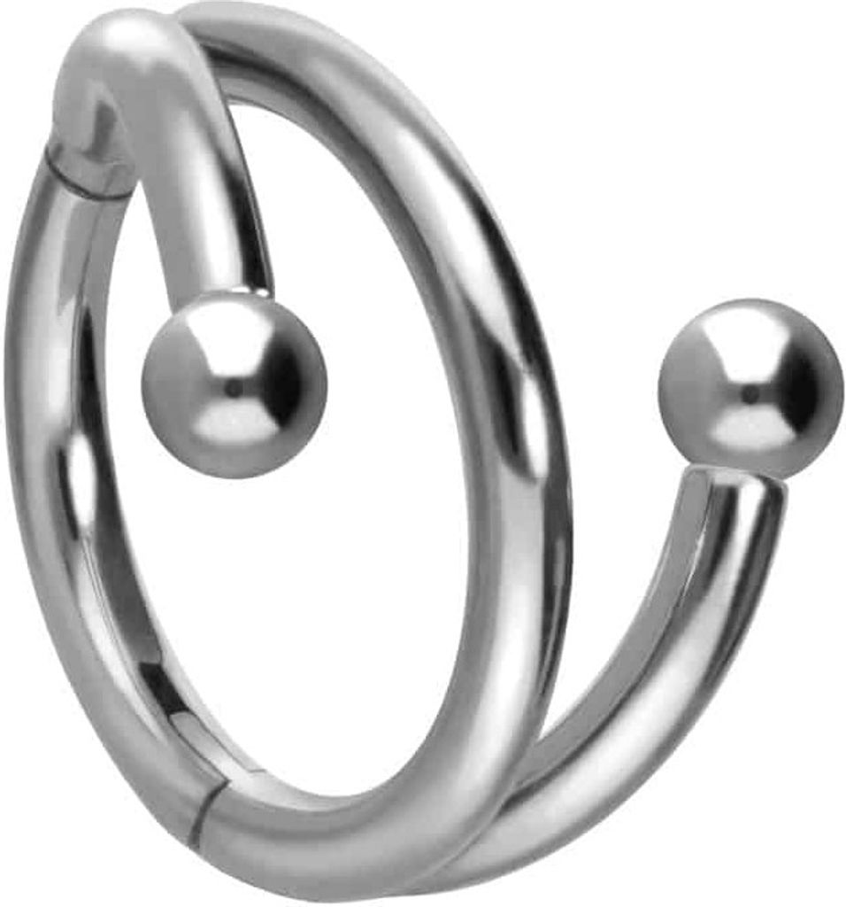 Ohrpiercing, Nasenpiercing, Septum Piercing Titan Segmentring Clicker mit Innengewinde 3 RINGE + 2 KUGELN Silber Innendurchmesser: 12mm | Kugelgrö...