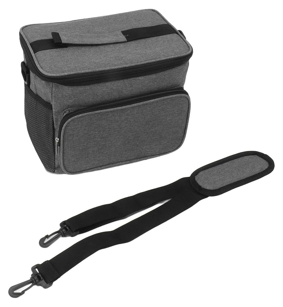 Lunchtasche, 10 l, faltbar, verstellbarer Riemen, auslaufsicher, tragbarer Griff, isoliert, für Camping, Reisen, Strand, Grau
