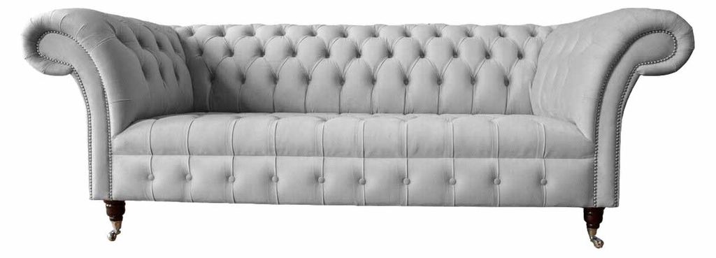 Chesterfield Textil Sofa Couch 3 Sitzer Polster Sitz Grau Sofas Big Neu