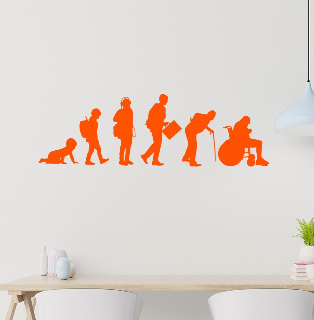 Evolution Modernes Leben Wandtattoo Wandaufkleber Wall Sticker - Dekoration, Küche, Wohnzimmer, Schlafzimmer, Badezimmer
