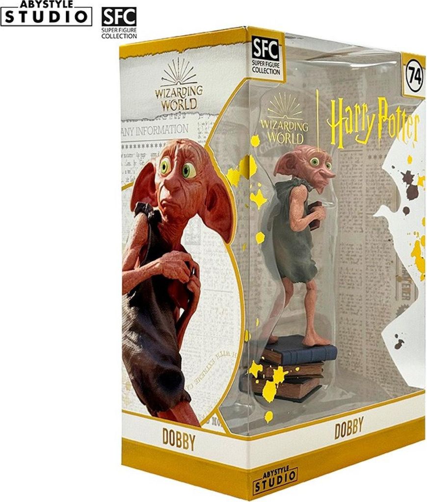 A product shot of a Dobby figure in its packaging, with the Harry Potter branding visible.