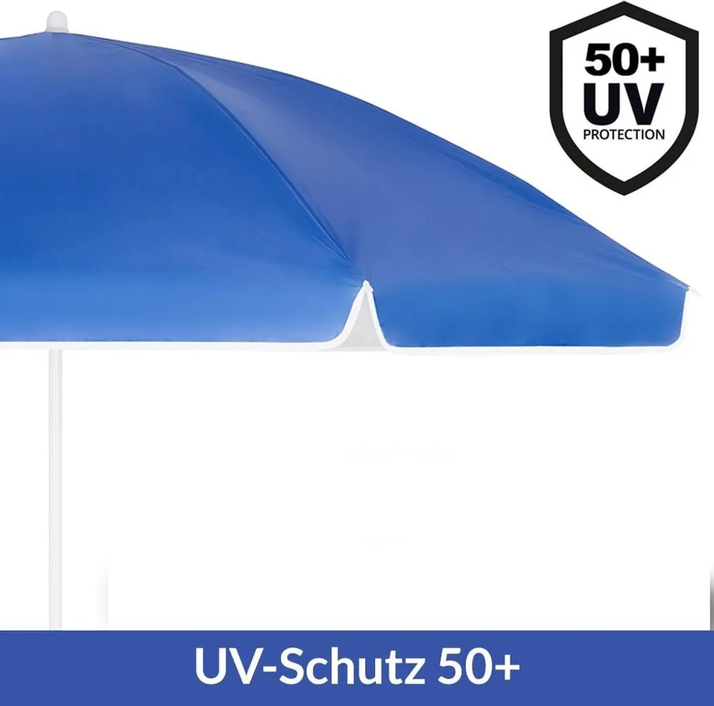 Parasol de plage bleu 180 cm - Protection UV et inclinaison réglable