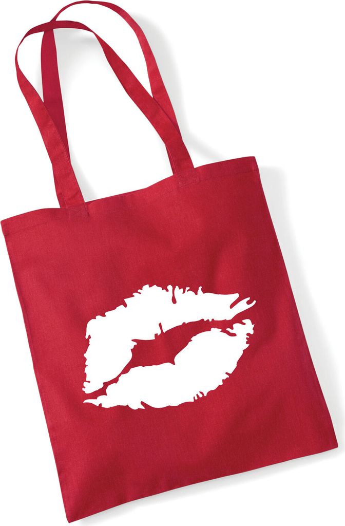 Huuraa Jutebeutel Kussmund Lippen 10 Liter Classic Red Baumwolle Tasche Geschenkidee