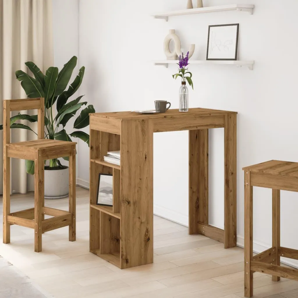 Mobile Bar Moderno vidaXL Rovere 102cm - Salvaspazio con Scaffali - 3