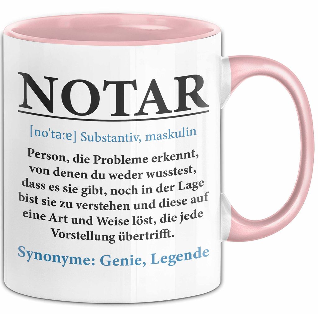 Notar Tasse Geschenkidee Notar Definition Rechtsexperte (Rosa)