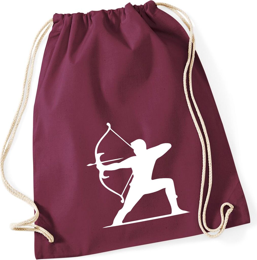 Huuraa Turnbeutel Bogenschießen Silhouette 12 Liter Burgundy Baumwolle Rucksack Geschenkidee