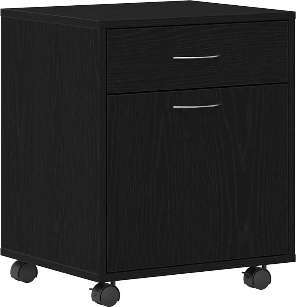 Organizzatore Ufficio Rovere Nero con Ruote | 45x38x54 cm Salvaspazio