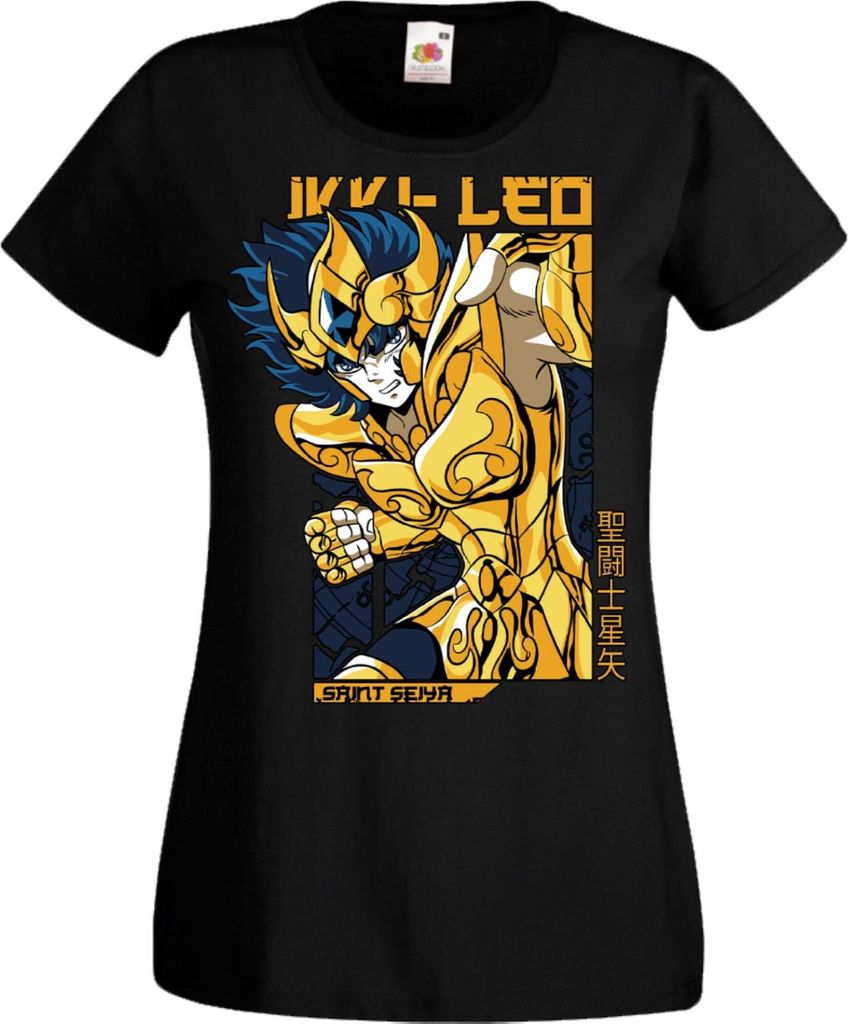 Damen T-Shirt Manga Anime Saint Anime Seiya Leo Aiolia 01 Leo, Lady S / Schwarz