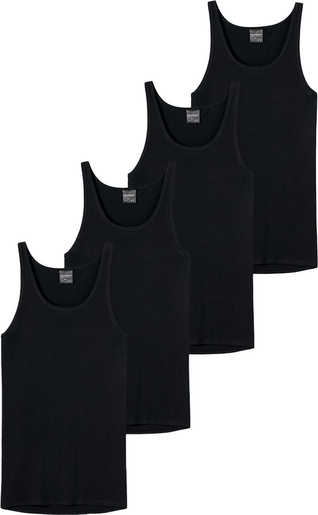 SCHIESSER Herren Unterhemd 4er Pack - Sport-Jacke, Original Feinripp Schwarz 2XL