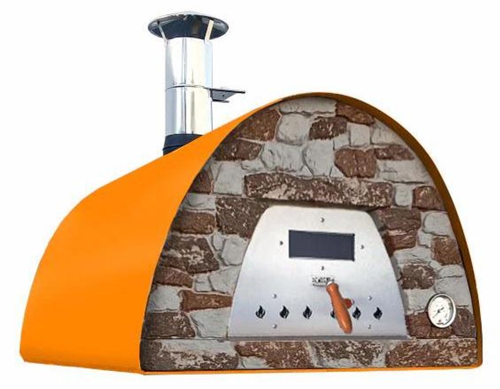 Holzbackofen Veloce Pro 100 – Natursteinfront Ofenfarbe: orange Ofengestell: ohne Gestell
