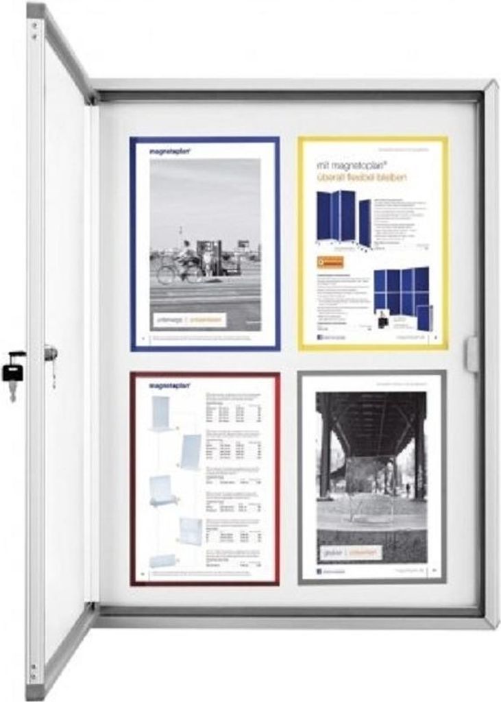 Magnetoplan Showcase CC, 6 x 4 x A4, misure, con vetro di sicurezza, per esterni, da giardino/Patio-Recinzione per prato, pergole, colore: bianco/ grigio/alluminio
