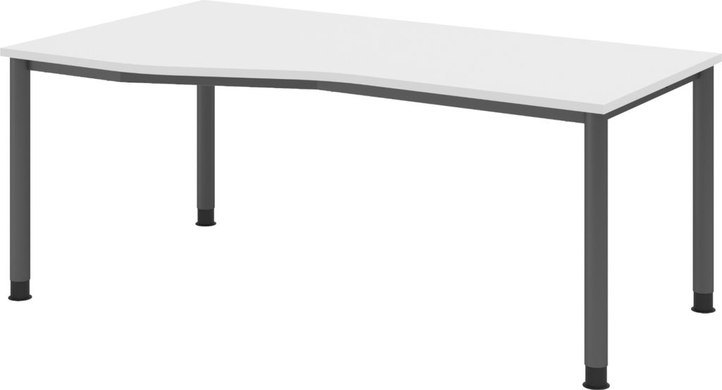 bümö Schreibtisch Serie-H - Nachbildung: Weiß, Gestell: Produktbild 