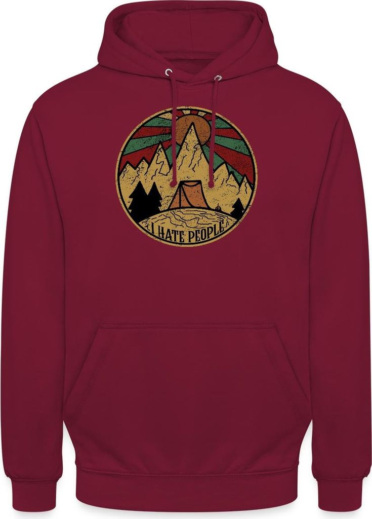 Spreadshirt I Hate People - Ich Hasse Menschen - Camping Uni Hoodie, L, Bordeaux