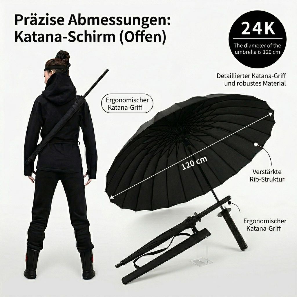 Gentleman’s Selection Katana Regenschirm – Regenschirm im Produktbild 