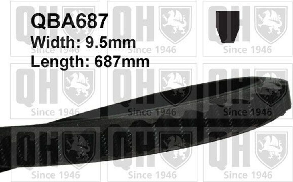 QUINTON HAZELL QBA687 Keilriemen 687mm für VW GOLF II (19E, 1G1) GOLF I (17) SCIROCCO (53B) Jetta II (19E, 1G2, 165) Passat Variant (33B) PASSAT (...