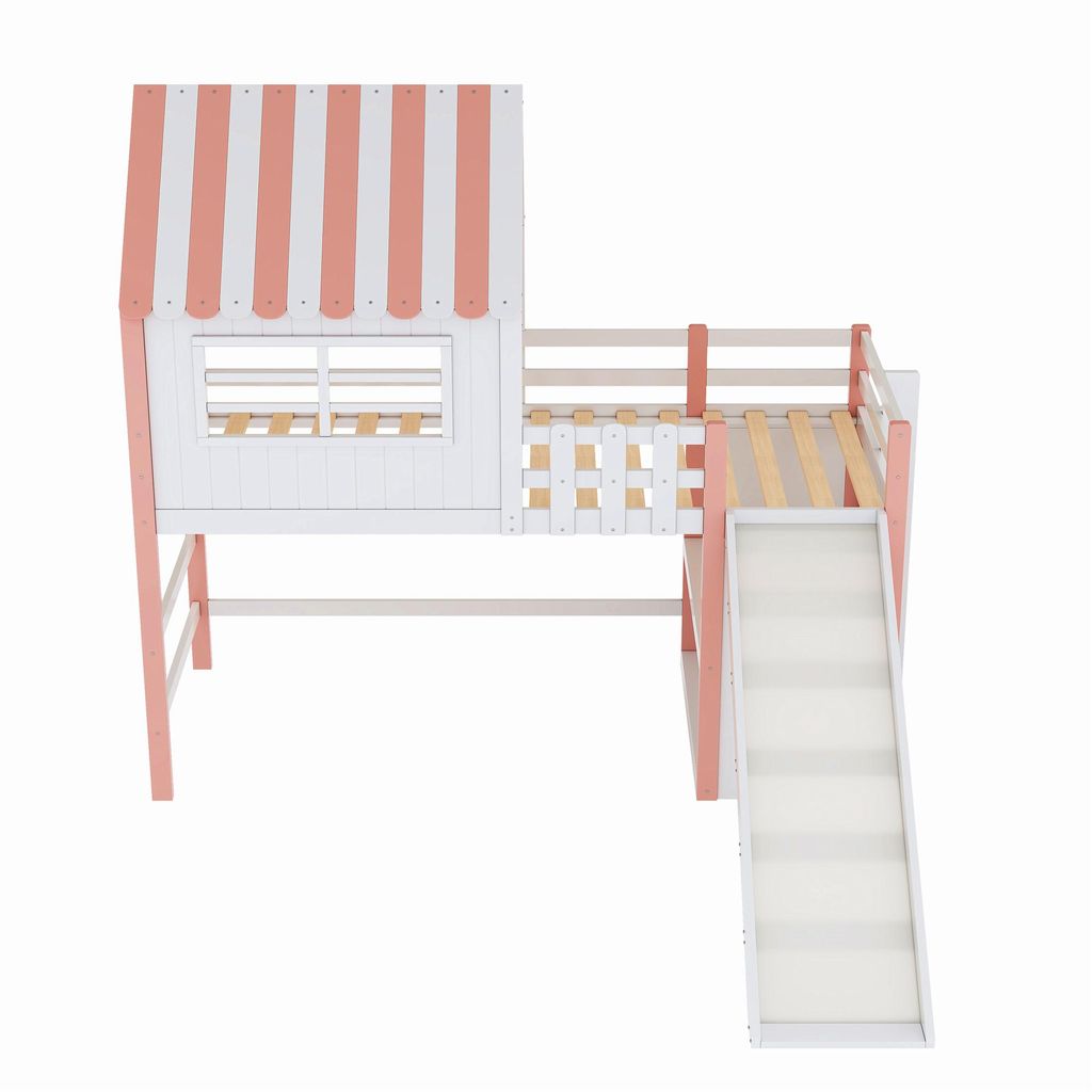 Flieks Etagenbett 90x200cm mit Rutsche, Kinderbett Hausbett Produktbild 