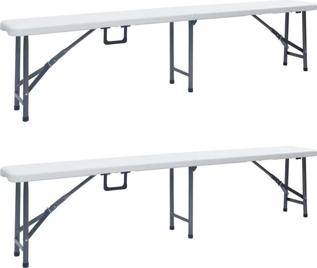 Klappbare Gartenbänke 2 Stk. 180 cm HDPE Weiß 48830