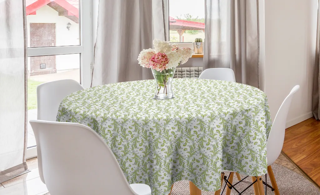 Tovaglia Circolare Paisley Fiori Antichi 150cm - ABAKUHAUS Verde Nero