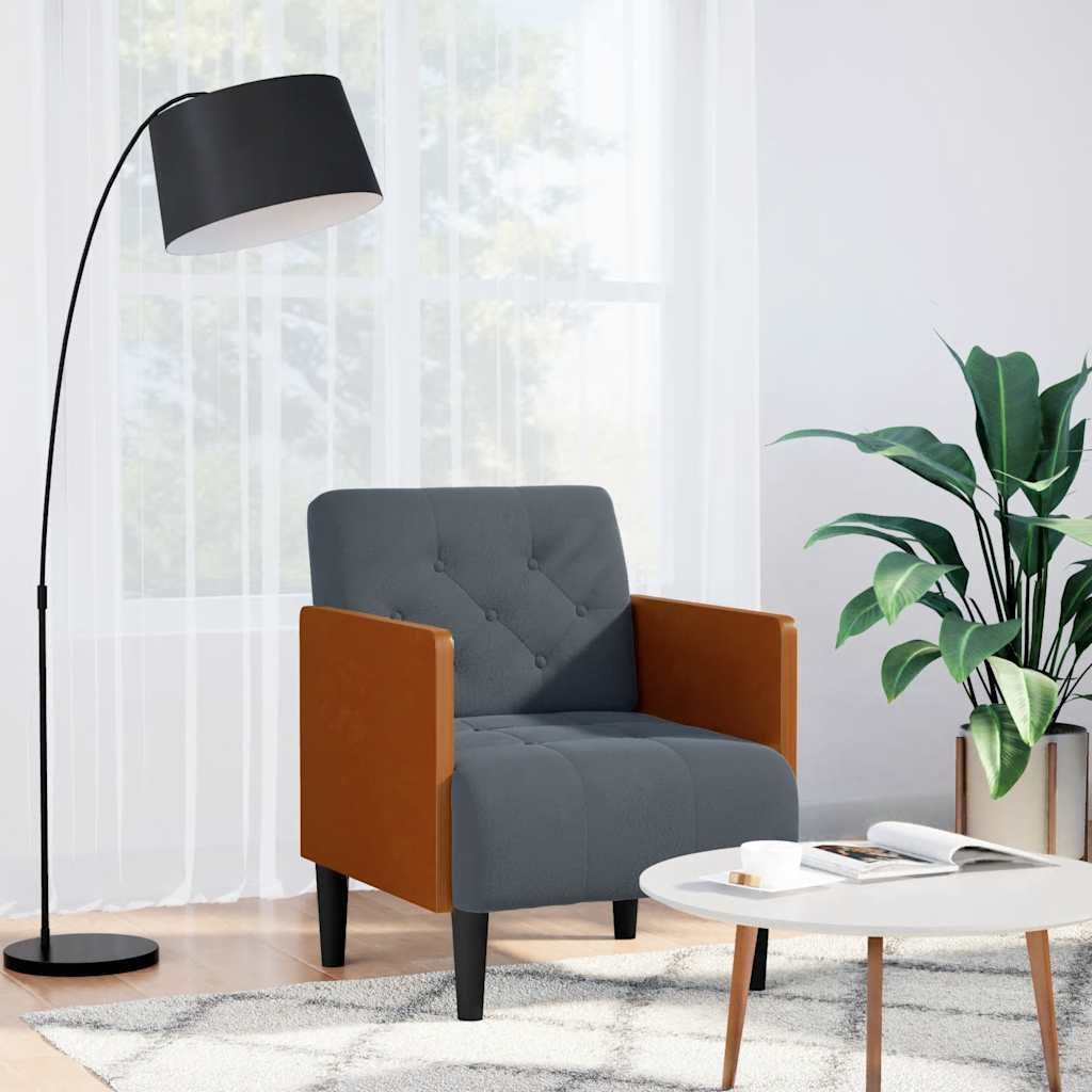 Möbel Sessel mit Armlehnen Dunkelgrau 55 cm Samt - Fernseh- & Relaxsessel 4100596