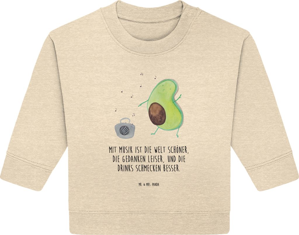 Mr. & Mrs. Panda Organic Baby Pullover Avocado Tanzen 24. - 36. Monat - Natural Raw - Geschenk, Party, Singen, Bullover, Musik, Urlaub