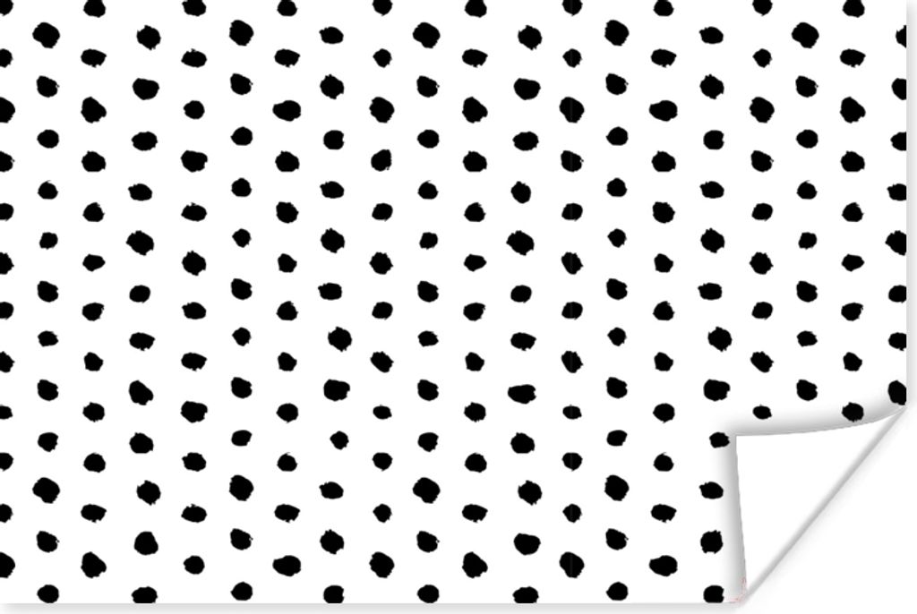 MuchoWow Poster Polka dots - Schwarz - Weiß - Muster 180x120 cm - Fotoplakat