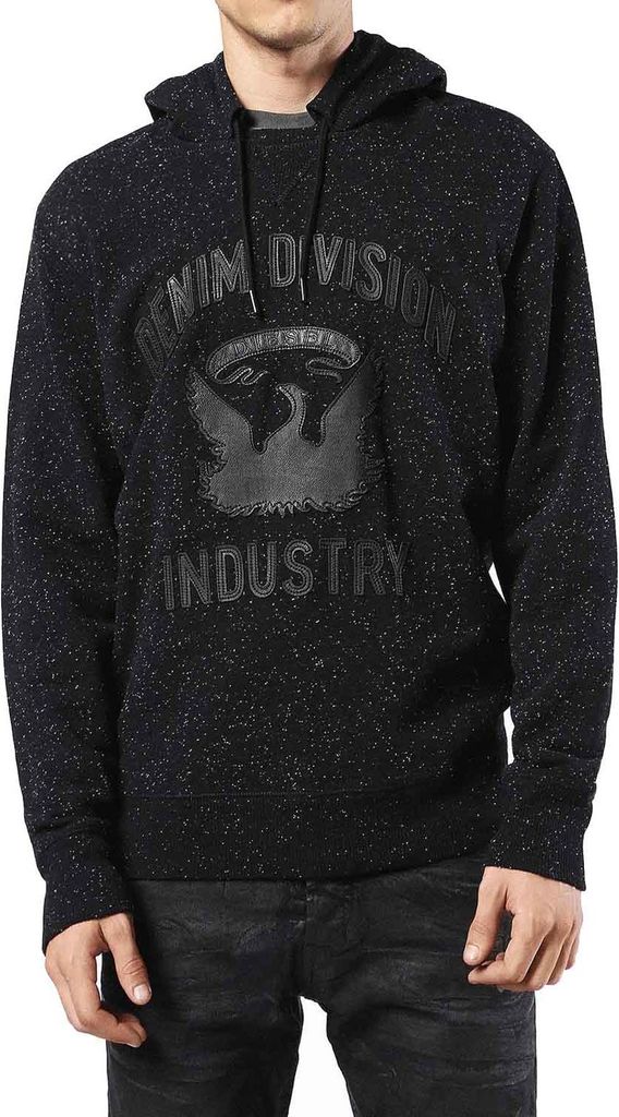 Diesel S-Joe-Hood-LR Felpa Herren Sweatshirt Hoodie Schwarz