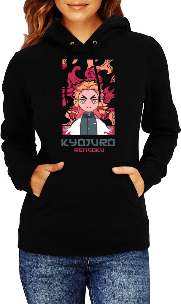 Damen Kapuzenpullover Japan Anime Manga Demon Anime Slayer Kyojuro Rengoku 06 Hashira, Lady L / Schwarz