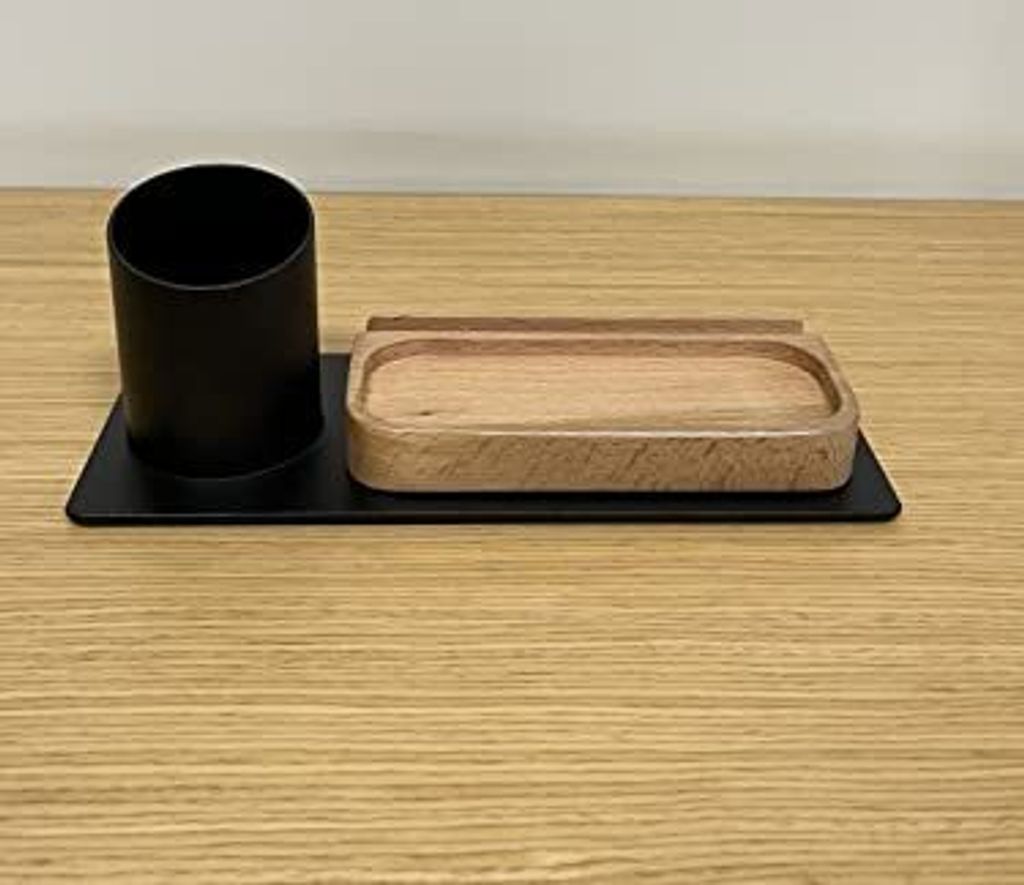 Desk Organizer Stifthalter, Telefonständer (10x10x25 cm, Schwarz)
