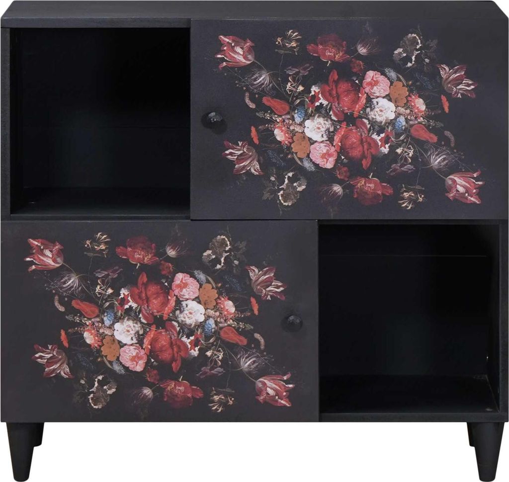 (Design 2026) Stauraumschränke Mehrfarbig 80 x 33,5 x 75cm Massivholz Mango - HOMMIE 802024 - CD- & DVD-Regale