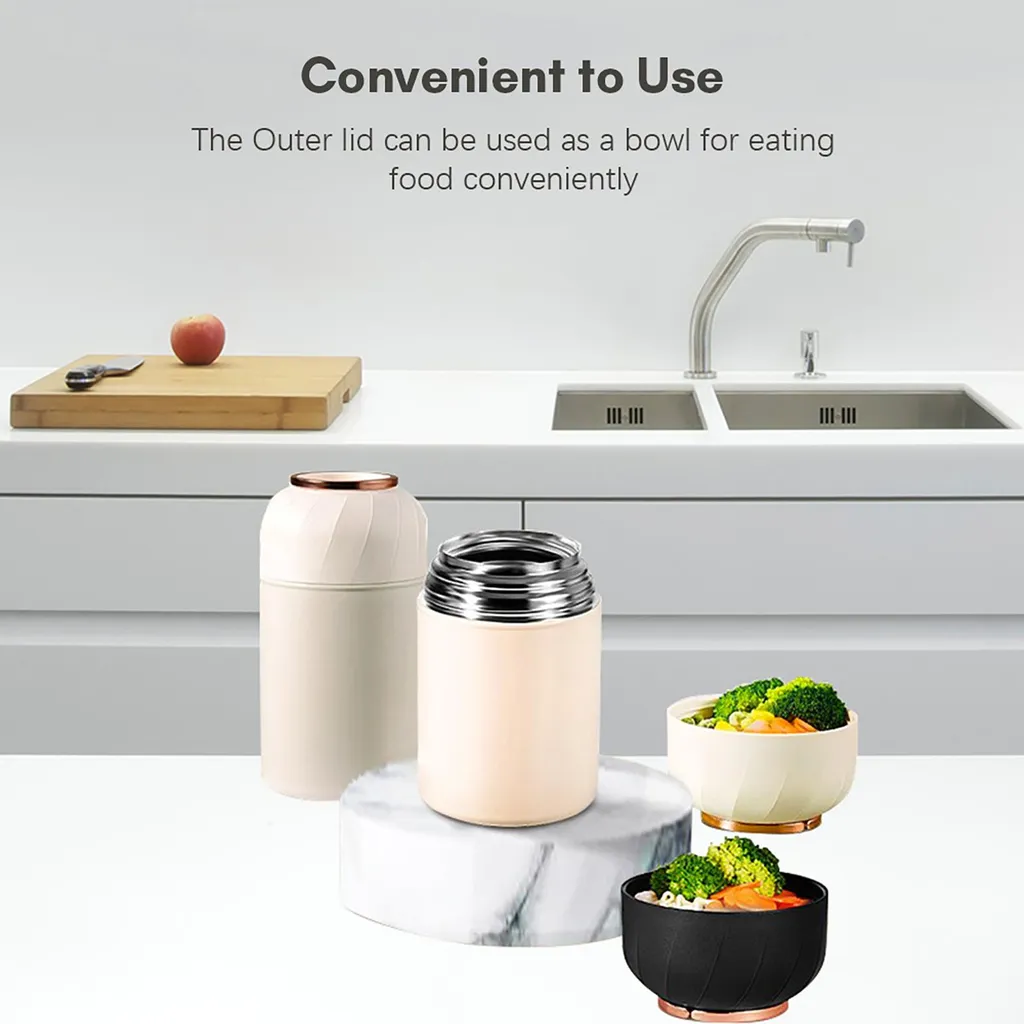 Pot Alimentaire Bébé 1050ml en Acier Inoxydable Noir Haute Performance