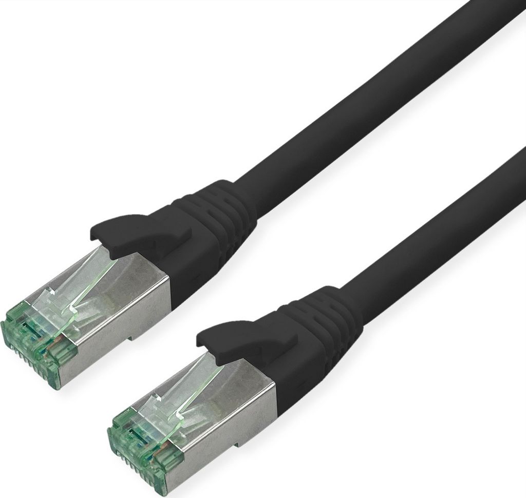 ROLINE RM Patchkabel Cat.6A S/FTP (PiMF), schwarz, 1 m