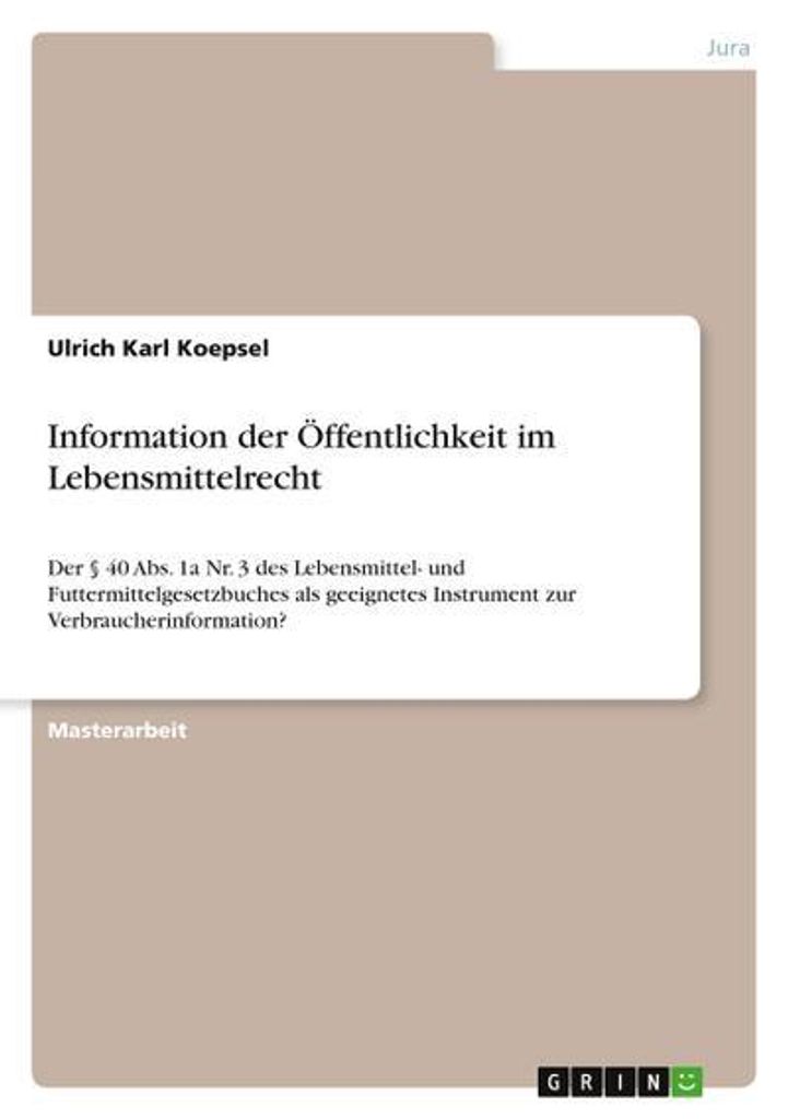 Information der Öffentlichkeit im Lebensmittelrecht