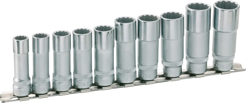 HAZET 880TZ/10H Jeu de douilles 6 pans doubles 3/8'' avec rail 10-19 mm