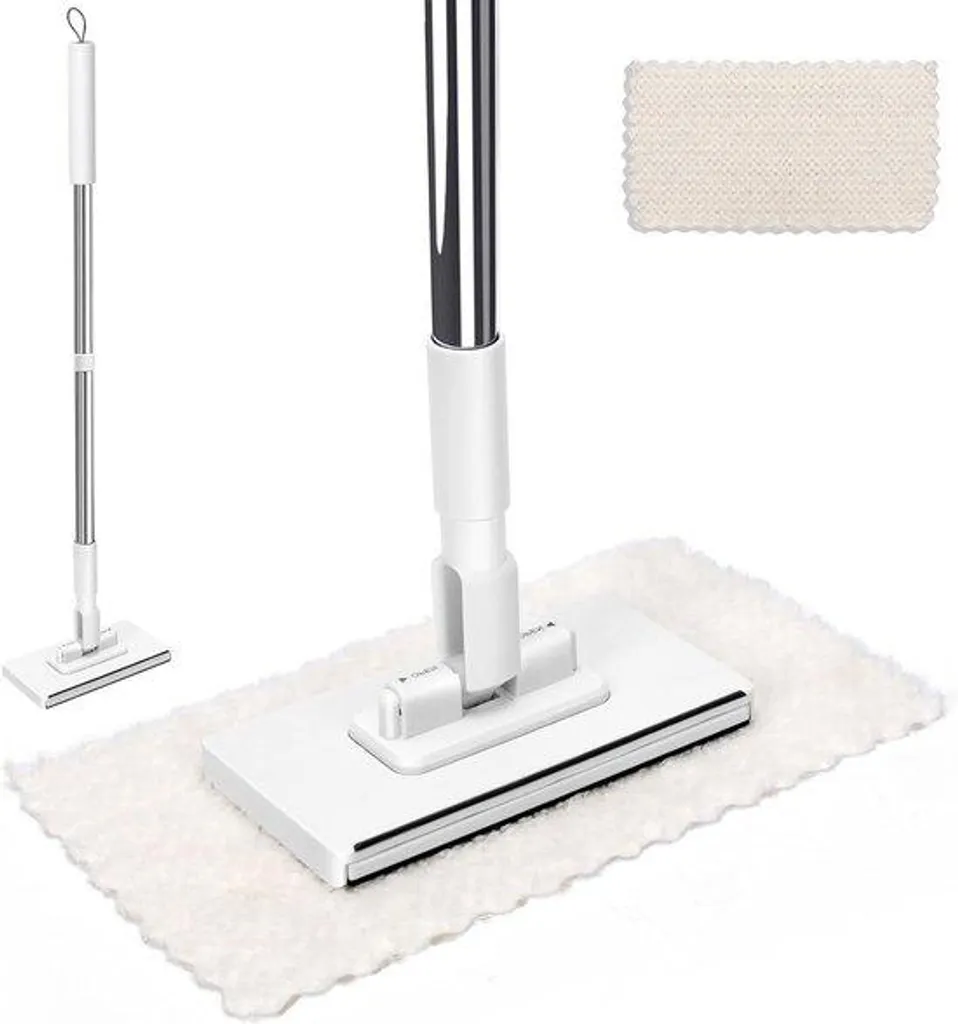Balai plat et brosse poils multiples manche inox pour toute la maison
