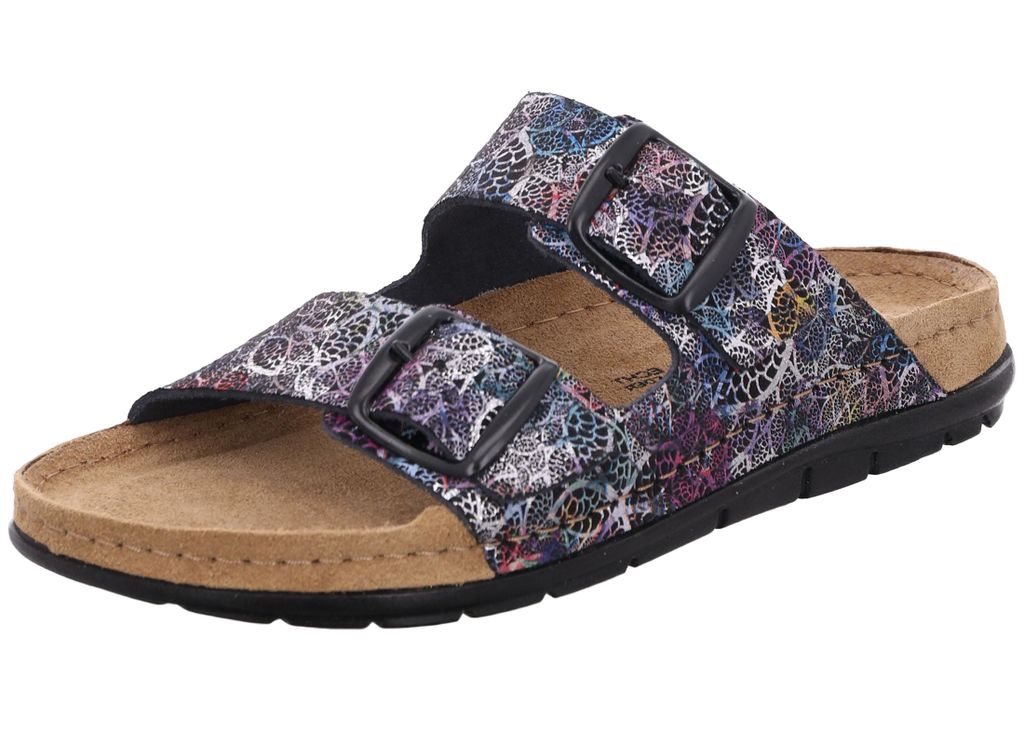 Rohde Damen Pantolette Leder Schnalle Muster Rodigo-D 5861, Größe:37 EU, Farbe:Schwarz