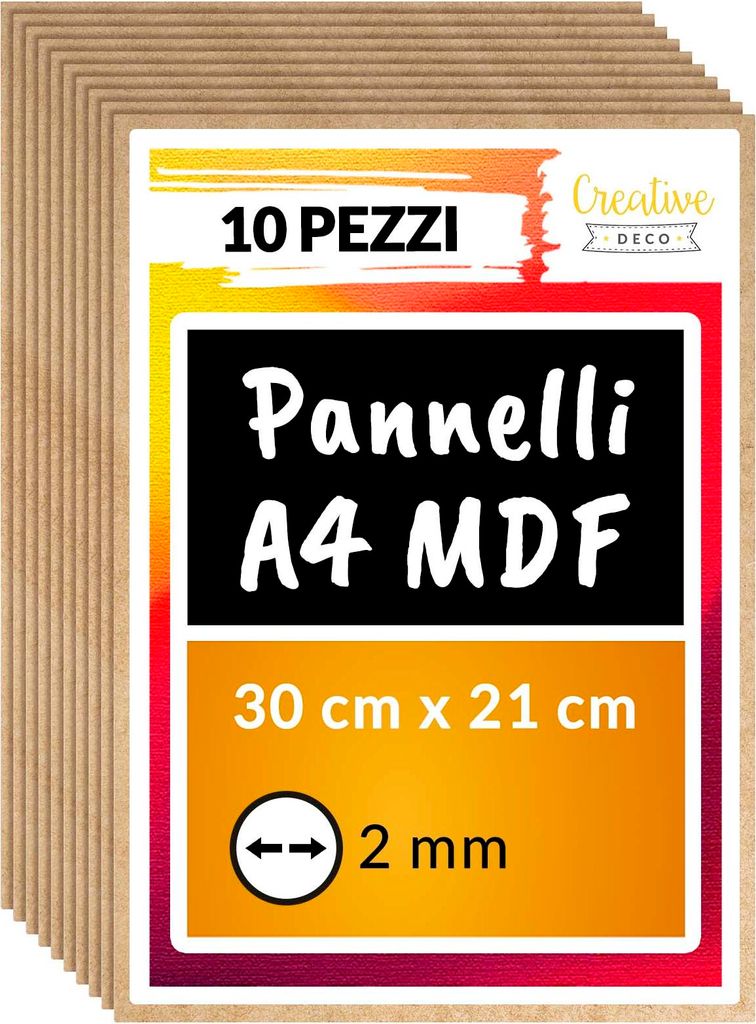 Creative Deco 10 x Pannelli A4 MDF in Legno | 300 x 210 x 2 Immagine del prodotto 