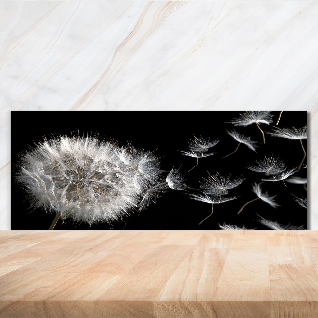 Tulup Küchenrückwand Spritzschutz aus Glas -125x50 -Spritzschutz auf gehärtetes Glas Deko Blumen & Pflanzen Pusteblume