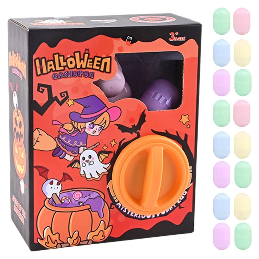 Halloween Mini-Kapselspielmaschine 6/12/16 Zufällige Überraschungseier Niedliche Cartoon-Gashapon-Maschine Mini-Rundkapsel Geschenk für Kinderga...