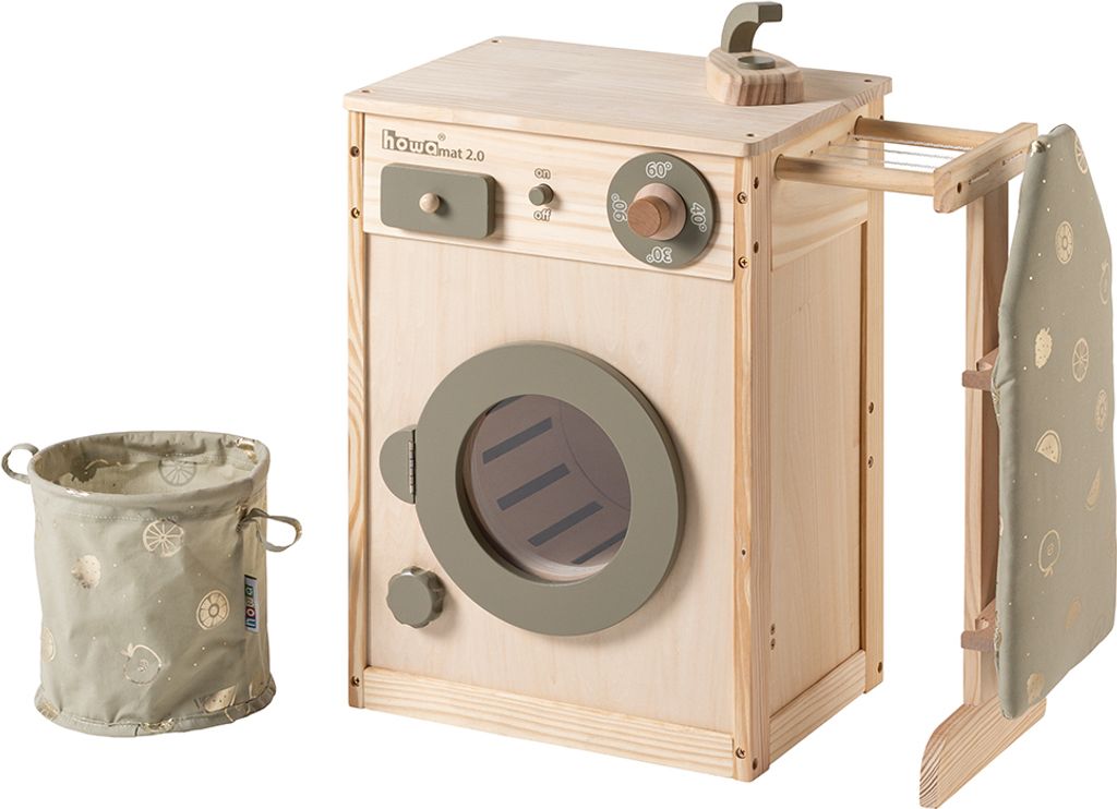 howa Kinderwaschmaschine aus Holz mit Wäscheleine, Produktbild 