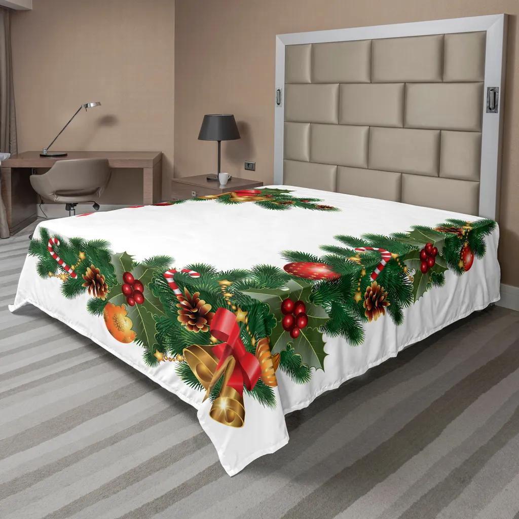 ABAKUHAUS Drap Plat de Noël avec Imprimé Sapin Multicolore 244 x 205 cm